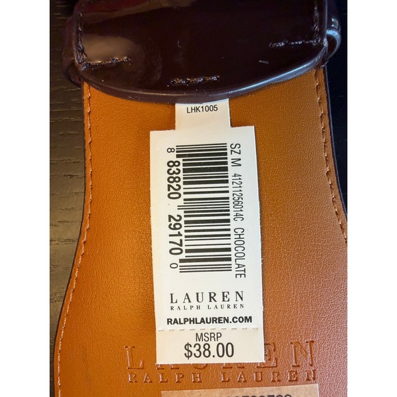 Lauren Ralph Lauren Women's Chocolate Elastic Knit Belt Wide Glossy Buckle Large - Picture 4 of 5